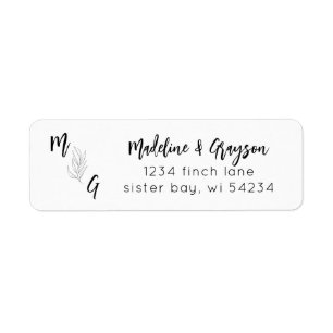 Simple Botanical Script Monogram Return Address