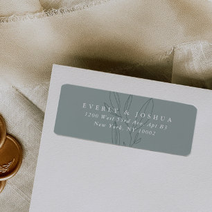 Simple Botanical Stem Green Return Address Label