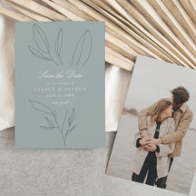 Simple Botanical Stem Green Wedding Save the Date