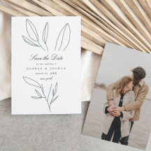 Simple Botanical Stem Wedding Save the Date