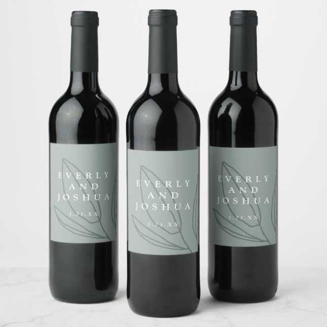 Simple Botanical Stem Wine Label (Bottles)