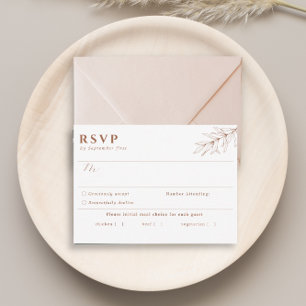 Simple Botanical Terracotta Meal Choice RSVP Card