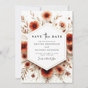 Simple Botanical Terracotta Wedding Save The Date