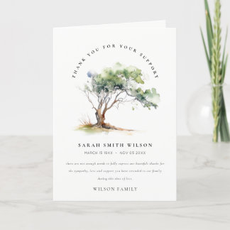 Simple Botanical Tree Photo Sympathy Memorial Thank You Card