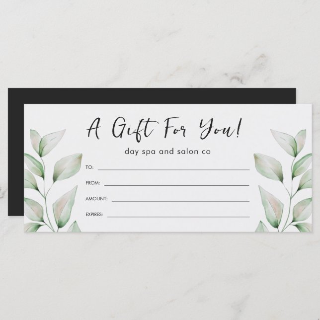 Simple Botanical Watercolor Leaves Black (Front/Back)