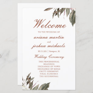 Simple Botanical Wedding Ceremony Program