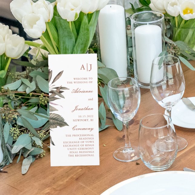Simple Botanical Wedding Ceremony Program (Creator Uploaded)