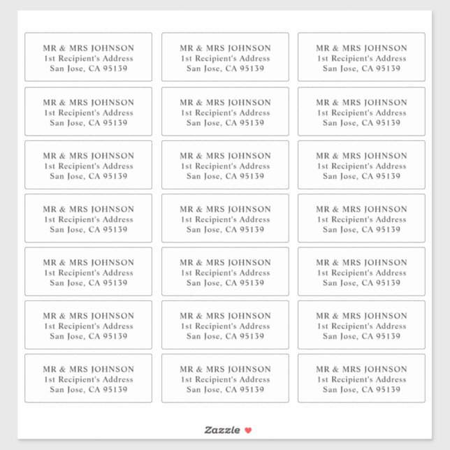 Simple Botanical Wedding Guest Address Labels  (Sheet)