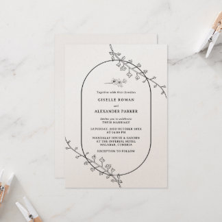 Simple Botanical Wedding Invitation
