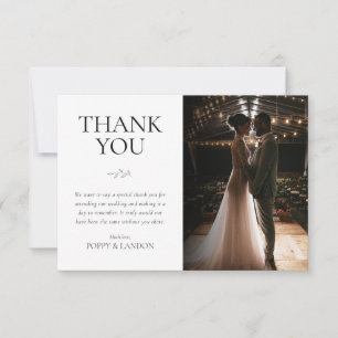 Simple Botanical Wedding Photo Thank You Card