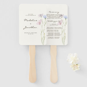 Simple Botanical Wildflower Beige Wedding Program Hand Fan