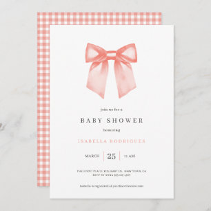 Simple Bow Baby Shower Invitation