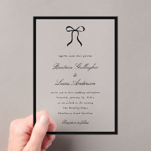 Simple Bow Classic Wedding Acrylic Invitations