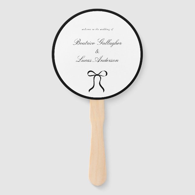 Simple Bow Classic Wedding Hand Fan (Front)