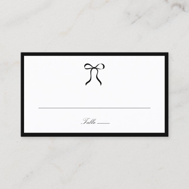 Simple Bow Classic Wedding Place Card (Front)