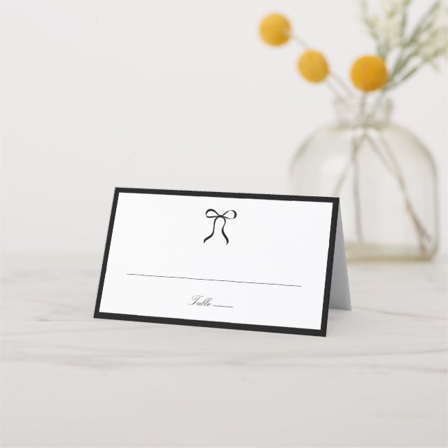 Simple Bow Classic Wedding Place Card (Front)