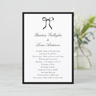 Simple Bow Classic Wedding Programme