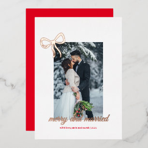 Simple Bow Gold Foil Merry & Married Christmas