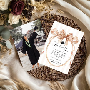 Simple bow graduation thank you message card