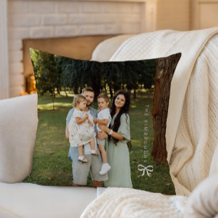 Simple Bow Personalised Family Photo Cushion