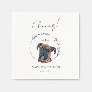 Simple Boxer Dog Wedding Cocktail  Napkin