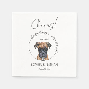 Simple Boxer Dog Wedding Cocktail  Napkin