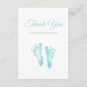 Simple Boy Baby Shower Thank You Blue Footprints Card
