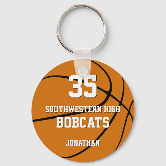 simple boys girls sports basketball team name key ring (Front)