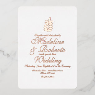 Simple Branch Foil Pressed Wedding Foil Invitation