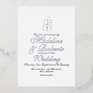 Simple Branch Foil Pressed Wedding Foil Silver
