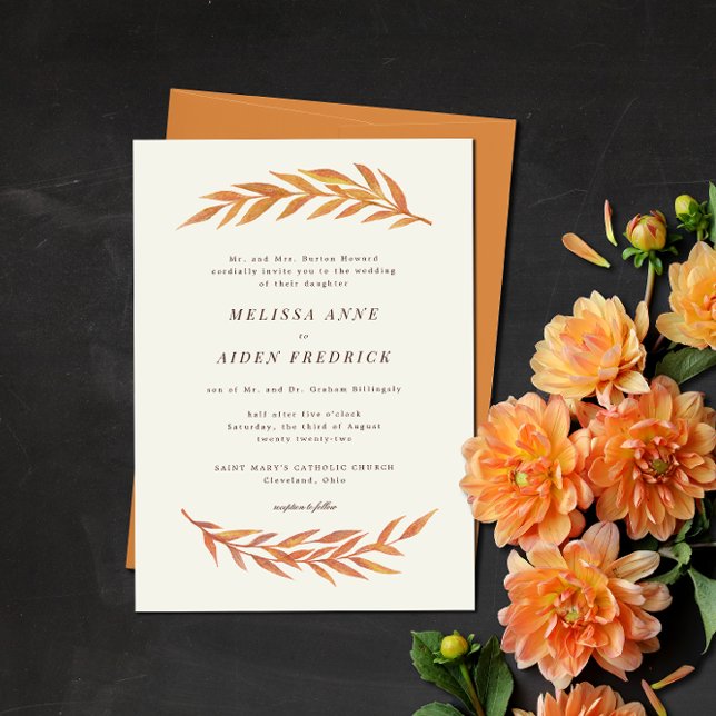 Simple Branch Formal Wording Autumn Wedding Invitation (Creator Uploaded)