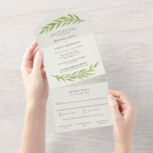 Simple Branch Formal Wording Wedding All In One Invitation
