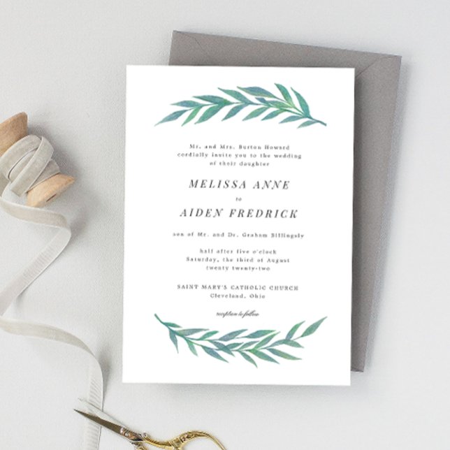 Simple Branch Formal Wording Winter Wedding Invitation (Creator Uploaded)