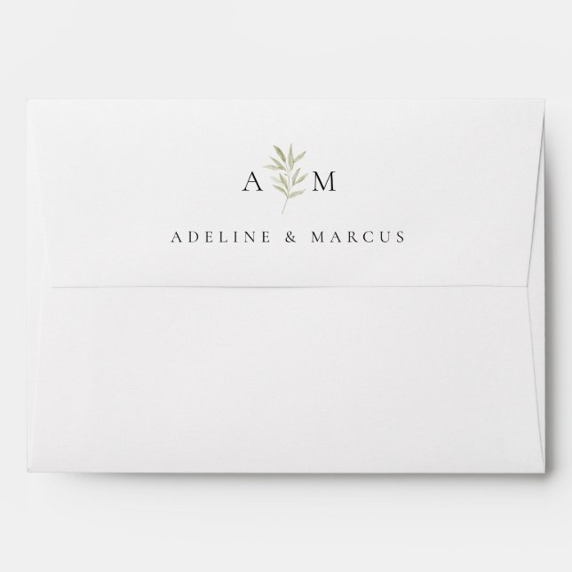 Simple Branch Monogram Wedding  Envelope (Back (Top Flap))