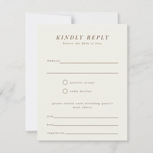 Simple Branch Wedding RSVP Reply Card (Front)