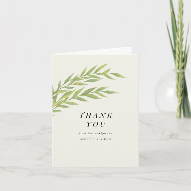 Simple Branch Wedding Thank You Note (Front)