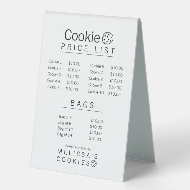 Simple Brand Ready Bakery Price List (Front)