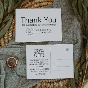 Simple Brand Ready Bakery Thank You Postcard