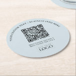 Simple Branded Business Logo QR Code Promotional Round Paper Coaster<br><div class="desc">Add branded detail to your business with this personalised paper coaster. This design features template for your logo and QR code on a dusty blue background. You can use this custom coasters for restaurants,  cafe,  bar,  banquets,  or events. More business supplies are available at my store BaraBomStudio.</div>
