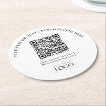 Simple Branded Business Logo QR Code Promotional Round Paper Coaster<br><div class="desc">Add branded detail to your business with this personalised paper coaster. This design features template for your logo and QR code. You can use this custom coasters for restaurants,  cafe,  bar,  banquets,  or events. More business supplies are available at my store BaraBomStudio.</div>