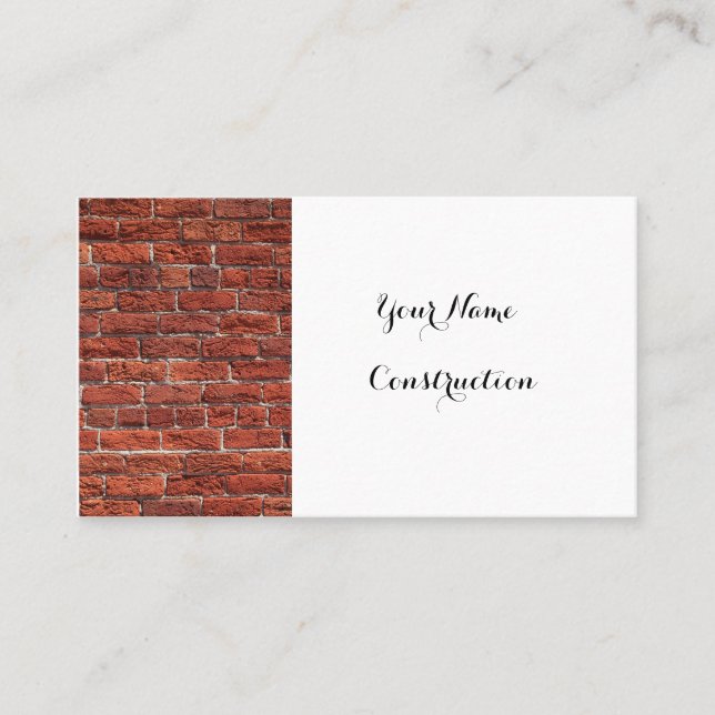Simple brick construction company business card (Front)