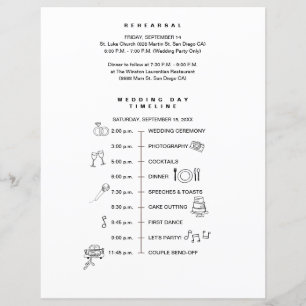 Simple  bridal party Wedding Timeline list