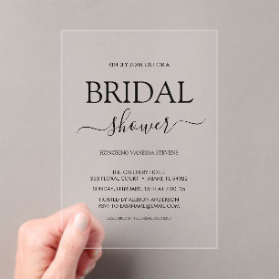 Simple Bridal Shower Acrylic Invitations
