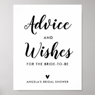Simple bridal shower advice and wishes sign