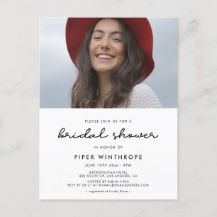 Simple bridal shower photo invitation postcard