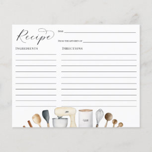 Simple Bridal Shower Recipe card