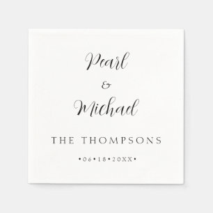 Simple Bride and Groom Name Stylish Wedding Napkin