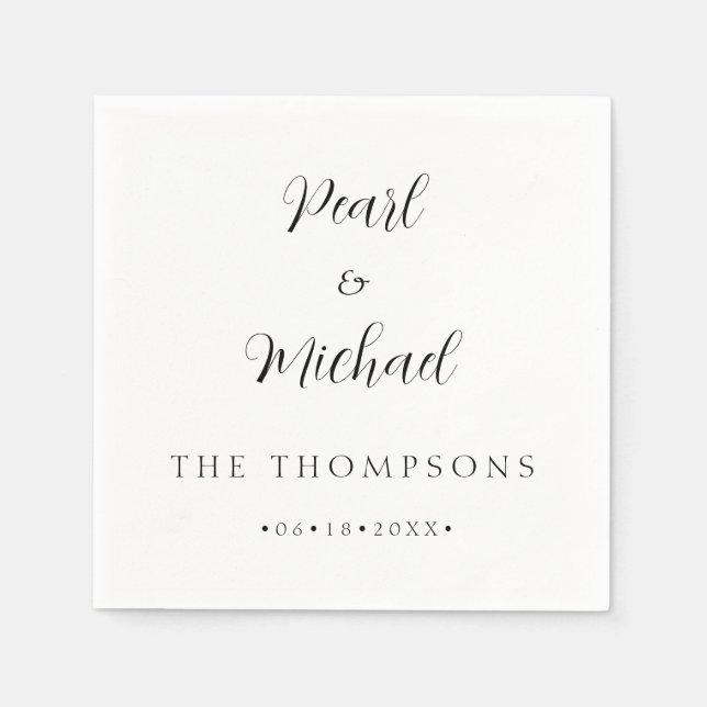 Simple Bride and Groom Name Stylish Wedding Napkin (Front)
