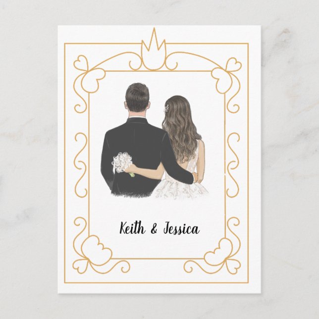 Simple Bride and Groom Wedding Postcard (Front)