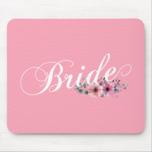 Simple Bride Floral Calligraphy Mousepad